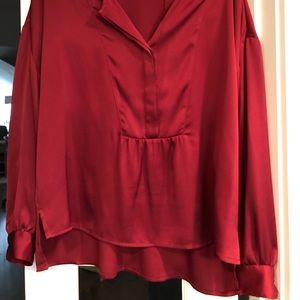 Red satiny Express blouse